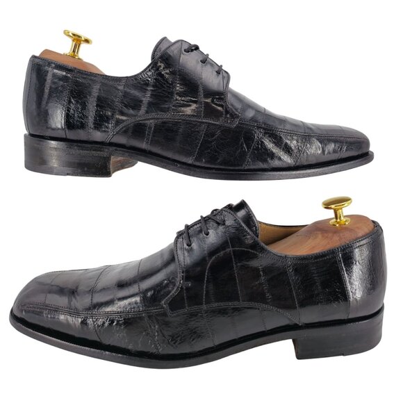 Vintage Mezlan Platinum Exotic Eel Skin Mens Size 7E Black Leather Dress Oxfords main image 4